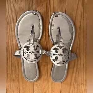 Tory Burch Metallic Silver Miller Sandals (Size 9)